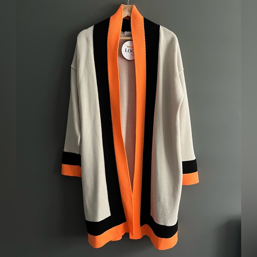 Colorblock Open Front Cardigan